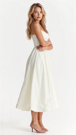 Regine A-Line Midi Dress with Ascot Neckline