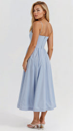 Regine A-Line Midi Dress with Ascot Neckline