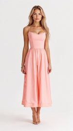 Regine A-Line Midi Dress with Ascot Neckline