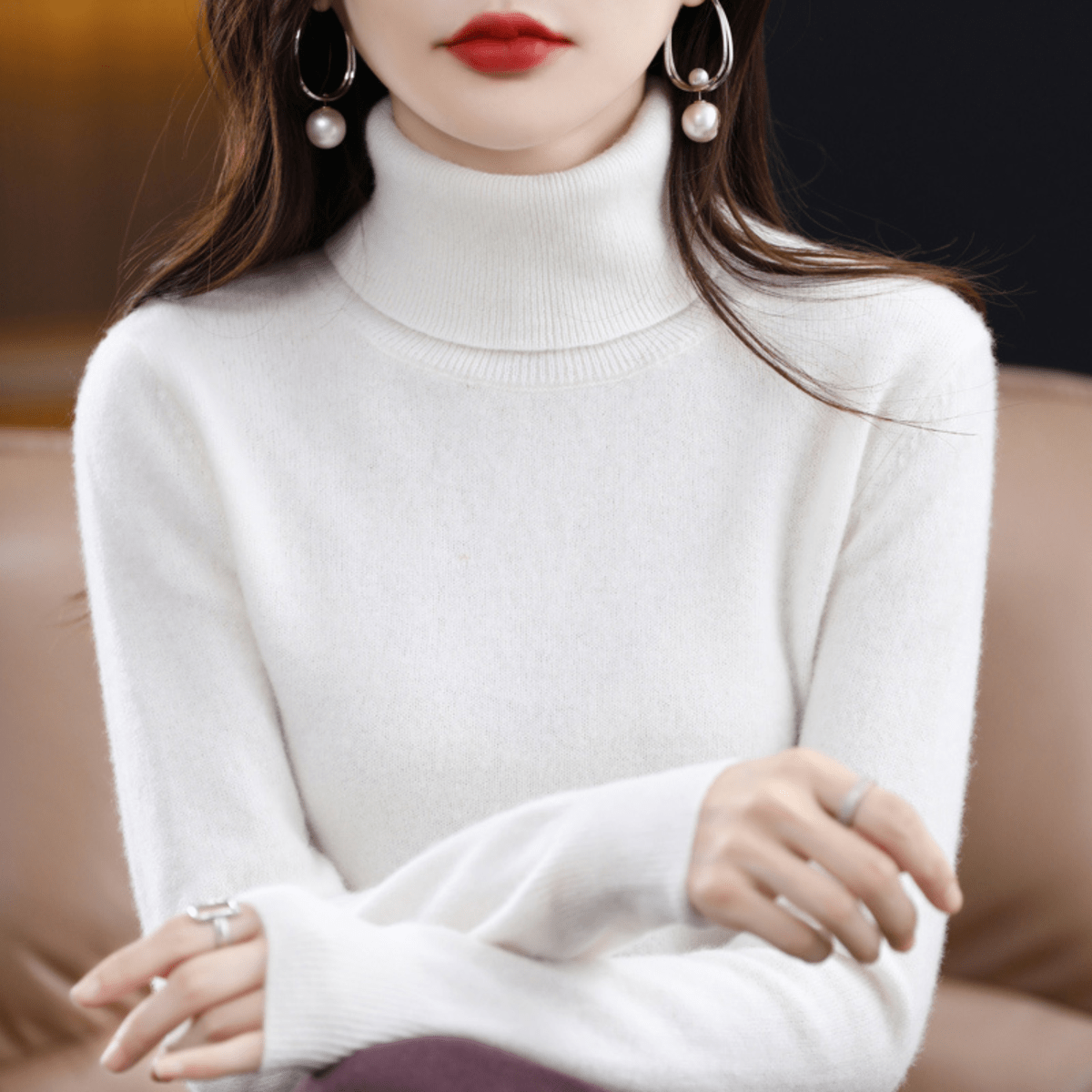 Elfriede Classic Turtleneck Knit Sweater