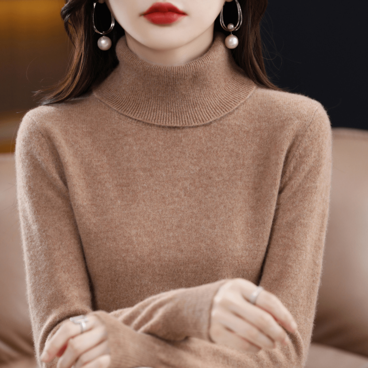 Elfriede Classic Turtleneck Knit Sweater