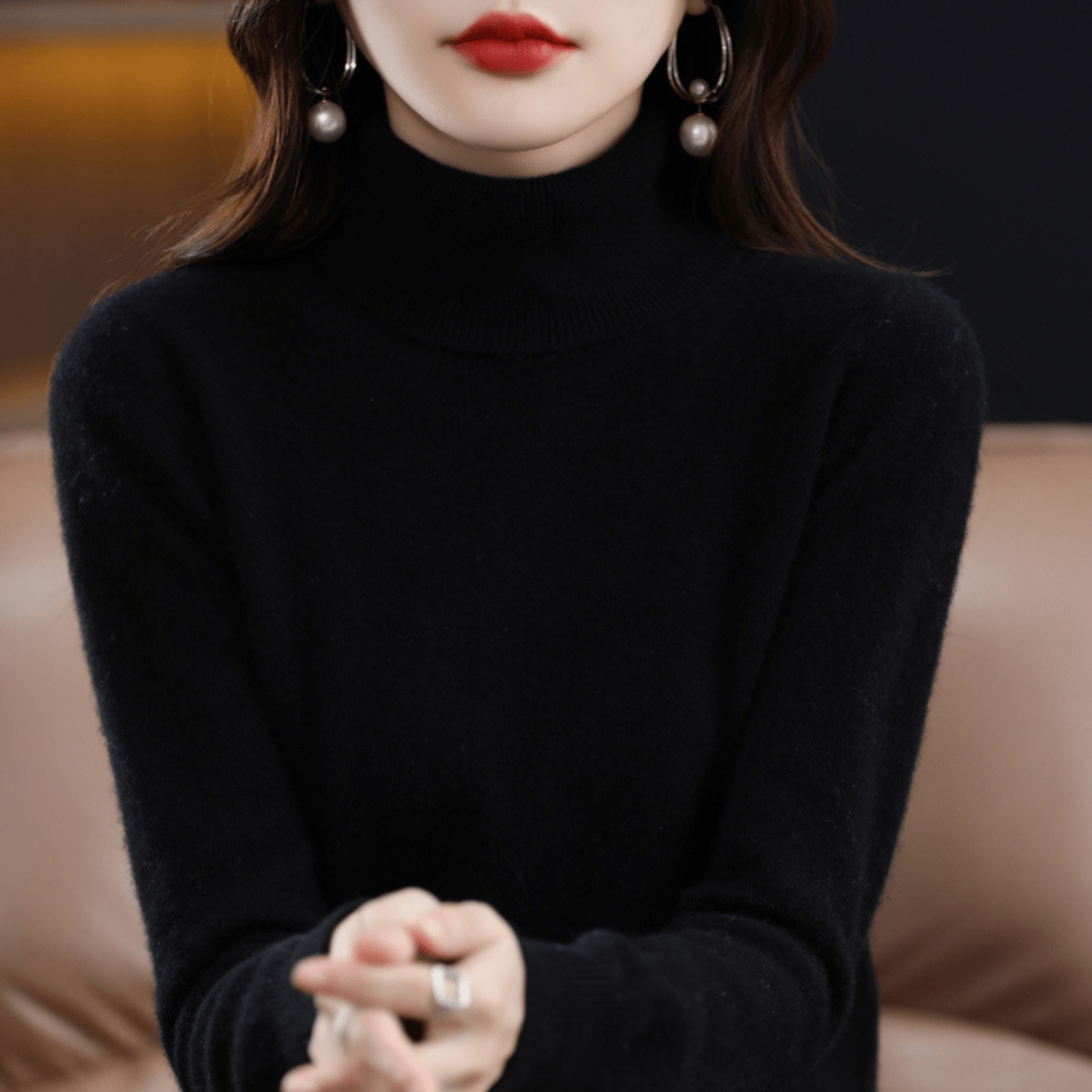 Elfriede Classic Turtleneck Knit Sweater