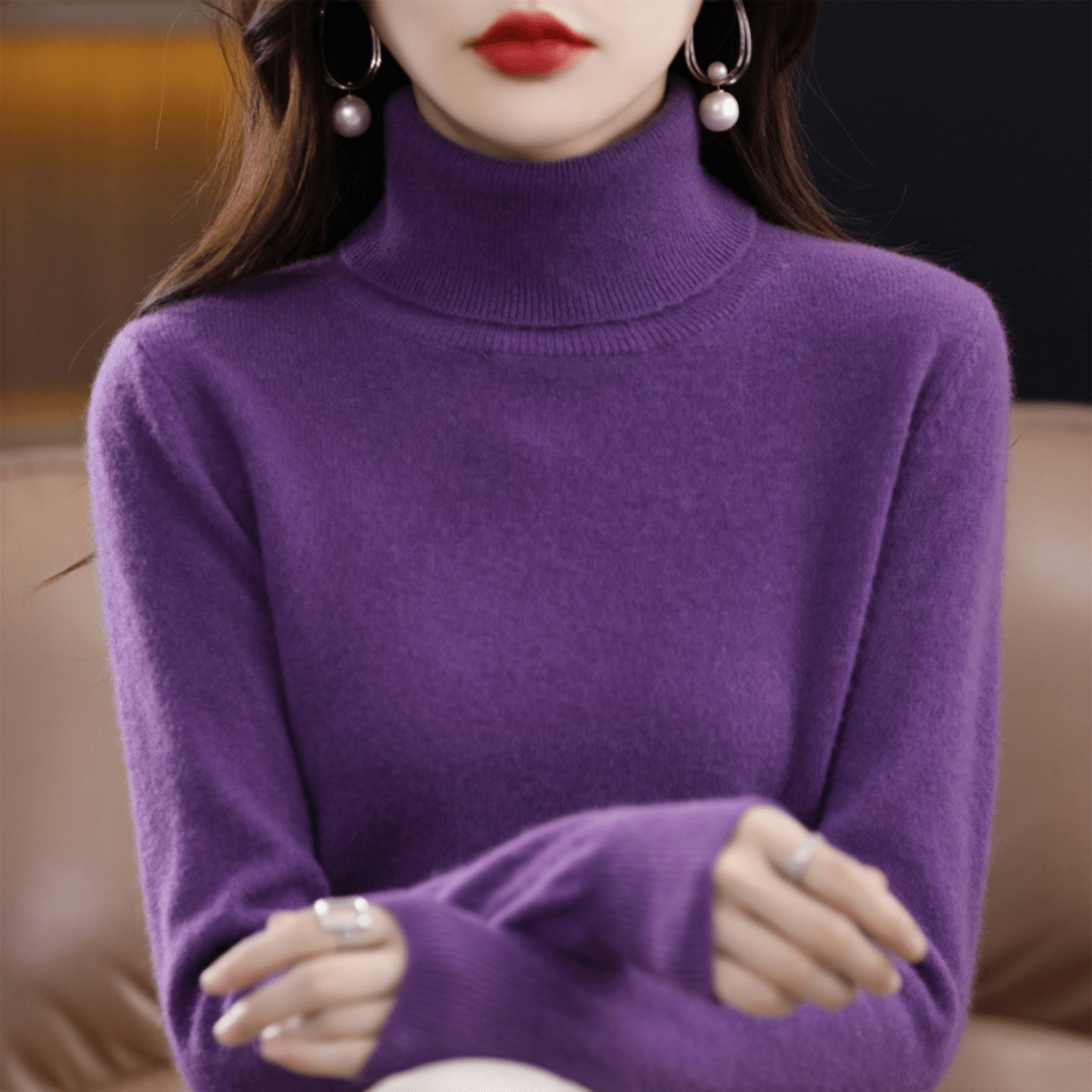 Elfriede Classic Turtleneck Knit Sweater