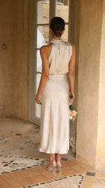 Elisa Draped Halter Midi Dress