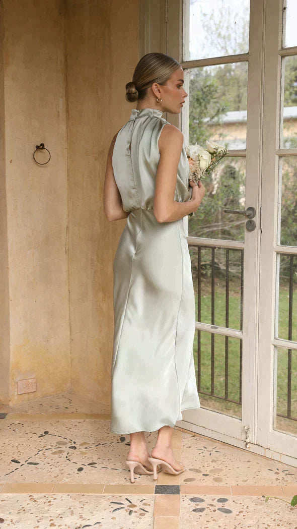 Elisa Draped Halter Midi Dress