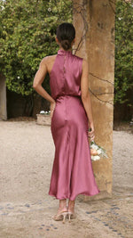 Elisa Draped Halter Midi Dress