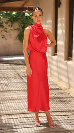 Elisa Draped Halter Midi Dress