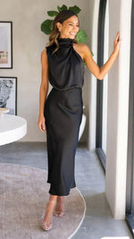 Elisa Draped Halter Midi Dress