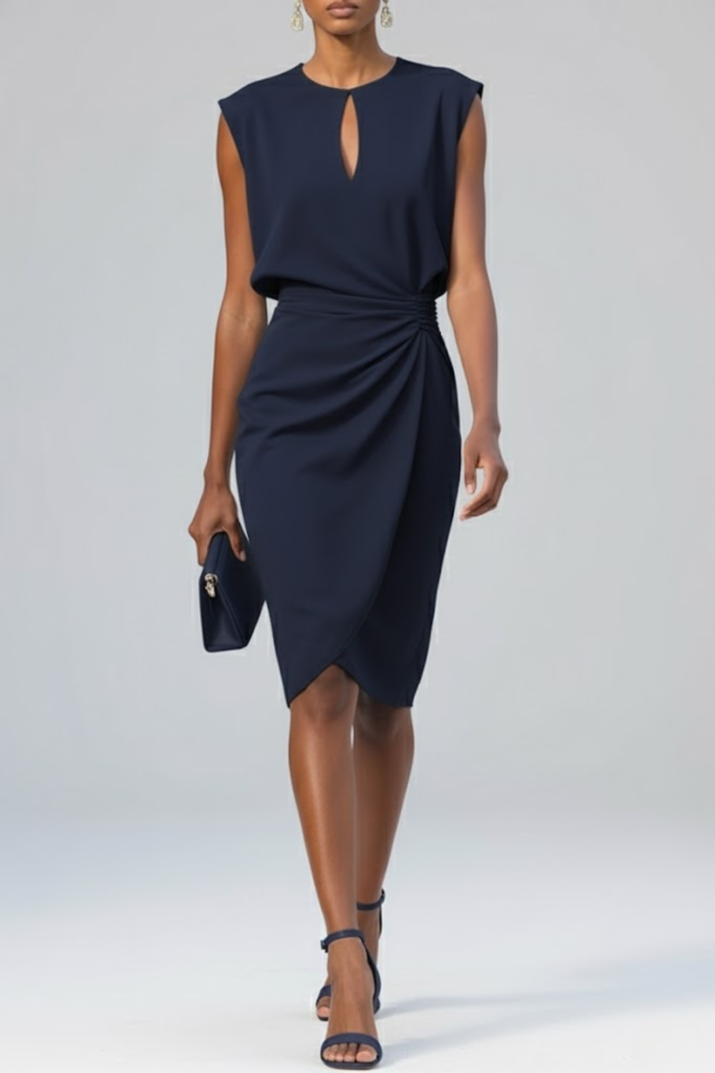 Katharina Keyhole Ruched Midi Dress