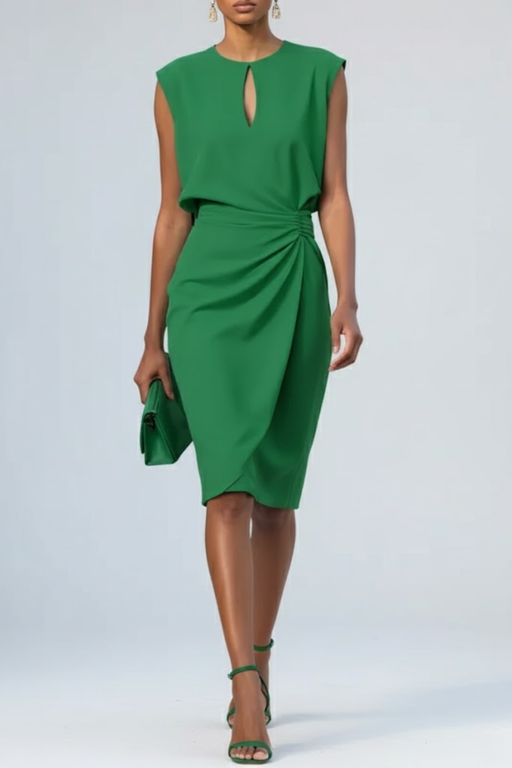 Katharina Keyhole Ruched Midi Dress