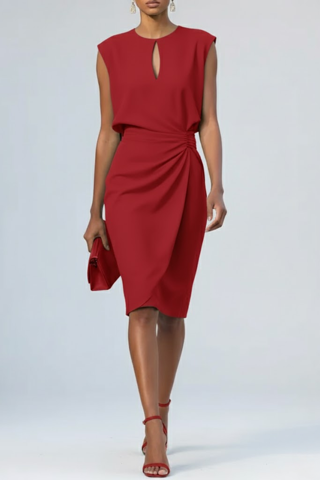 Katharina Keyhole Ruched Midi Dress