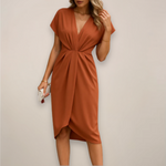 Pauline Short-Sleeve Slit Midi Dress