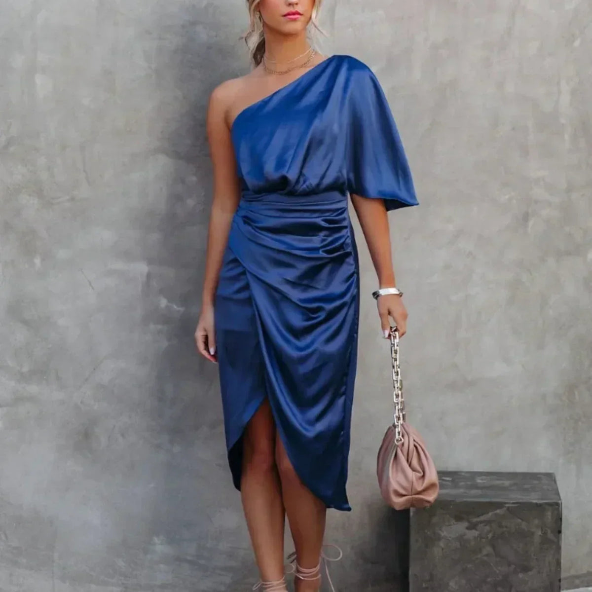 Lilian One-Shoulder Wrap Mini Dress