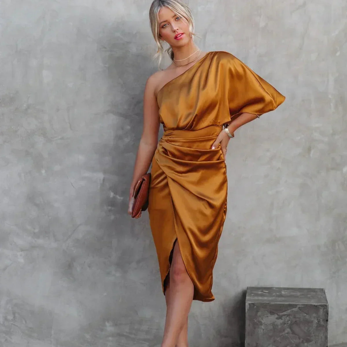Lilian One-Shoulder Wrap Mini Dress