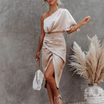 Lilian One-Shoulder Wrap Mini Dress