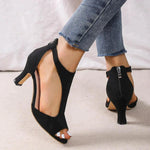 Annika Open-Toe Heels with Back Zip