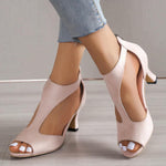 Annika Open-Toe Heels with Back Zip