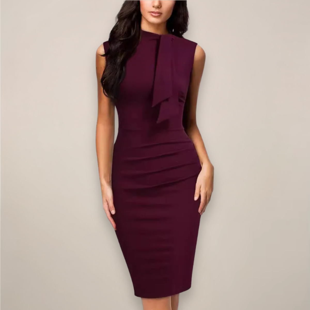Nadine Sleeveless High-Neck Midi Dress