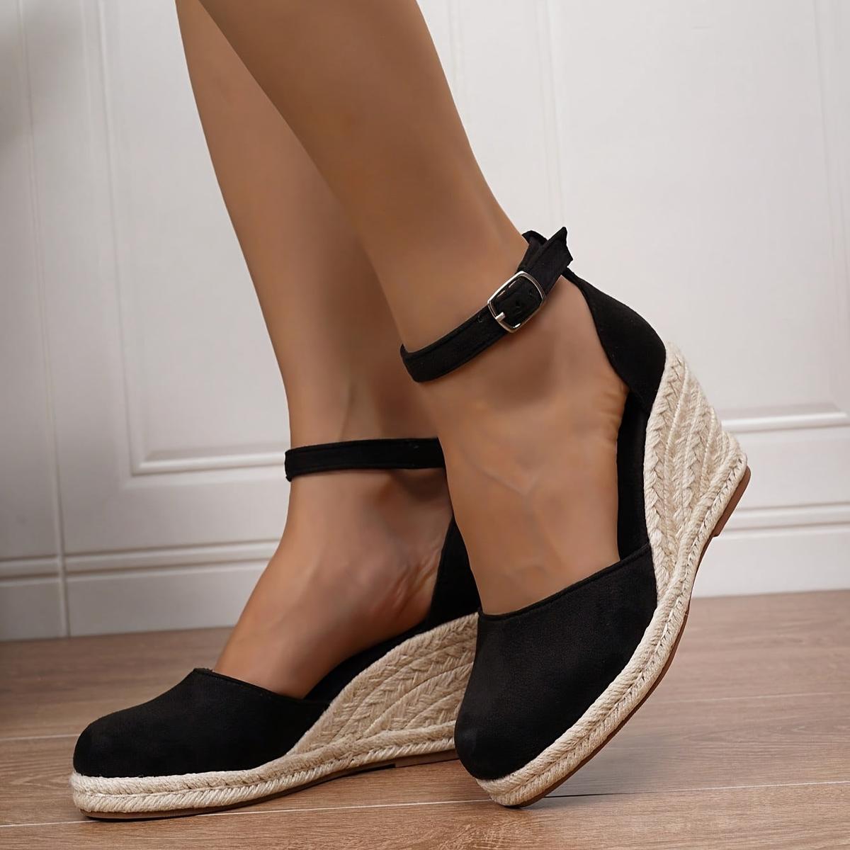 Anna Casual Wedge Sandals with Ankle Strap