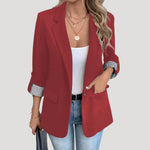 Theresa Tailored Single-Breasted Blazer with Rolled Sleeves