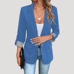 Theresa Tailored Single-Breasted Blazer with Rolled Sleeves