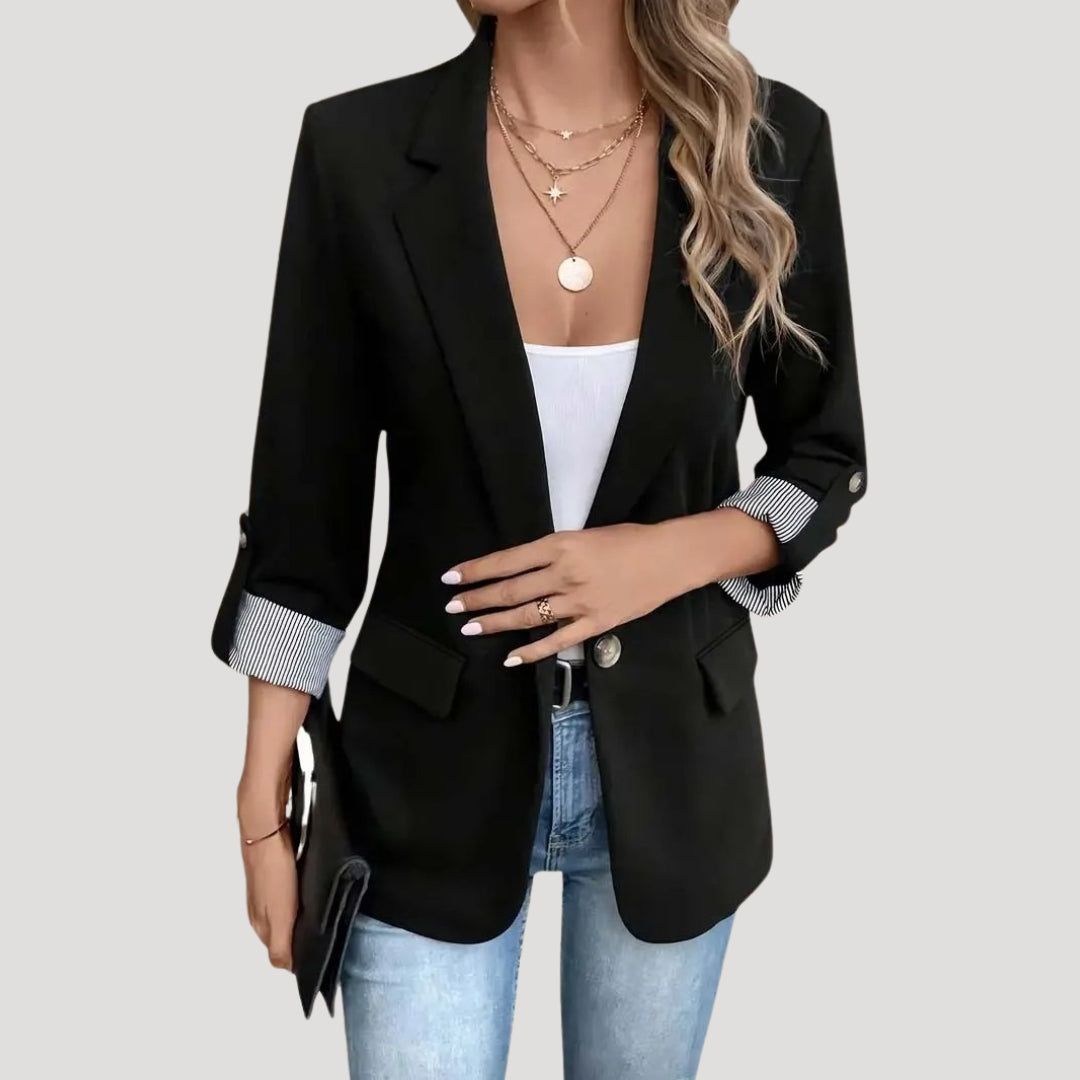 Theresa Tailored Single-Breasted Blazer with Rolled Sleeves