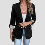 Theresa Tailored Single-Breasted Blazer with Rolled Sleeves