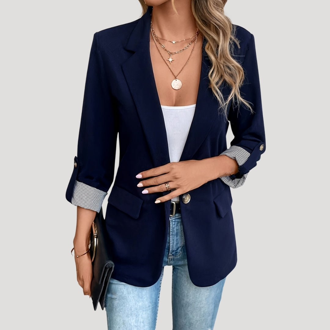 Theresa Tailored Single-Breasted Blazer with Rolled Sleeves