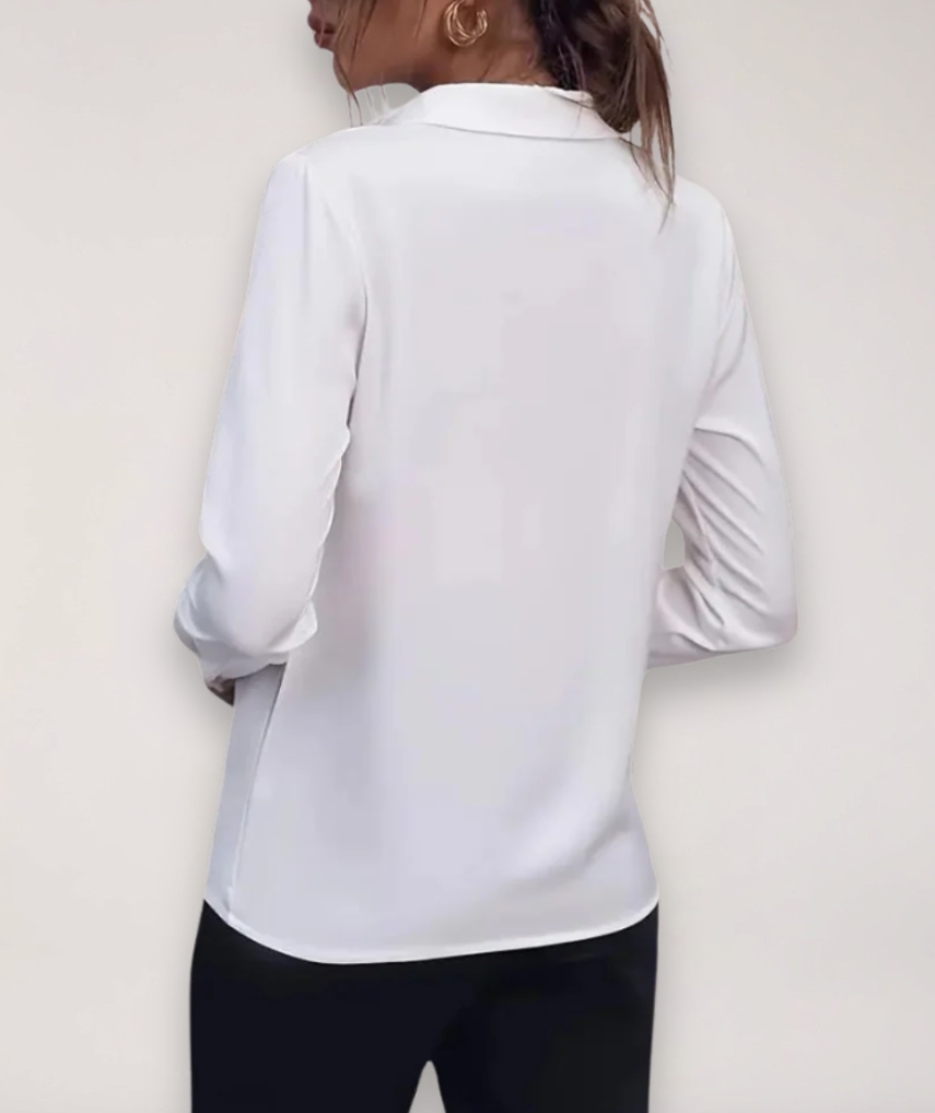 Stefanie Tailored Button-Front Office Blouse