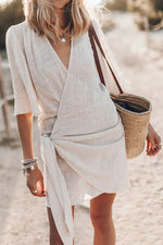 Natascha Wrap Mini Dress with Asymmetric Hem