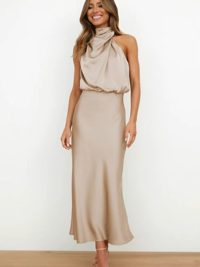 Doris Chic Halter Evening Dress