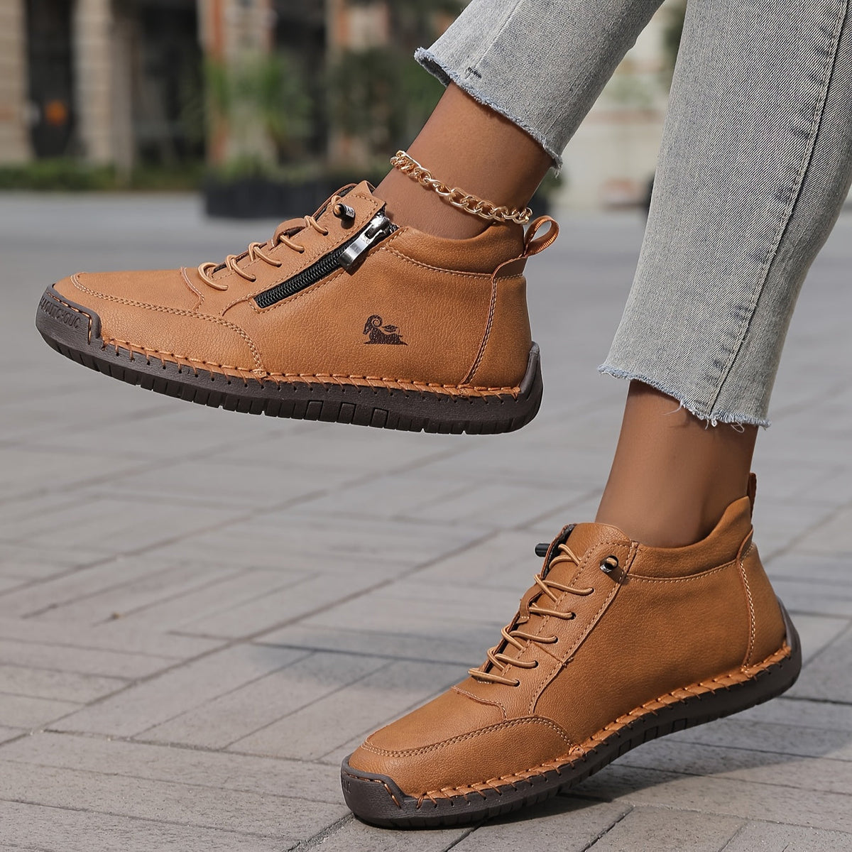 Bettina Comfort Lace-Up Sneakers with Side Zip