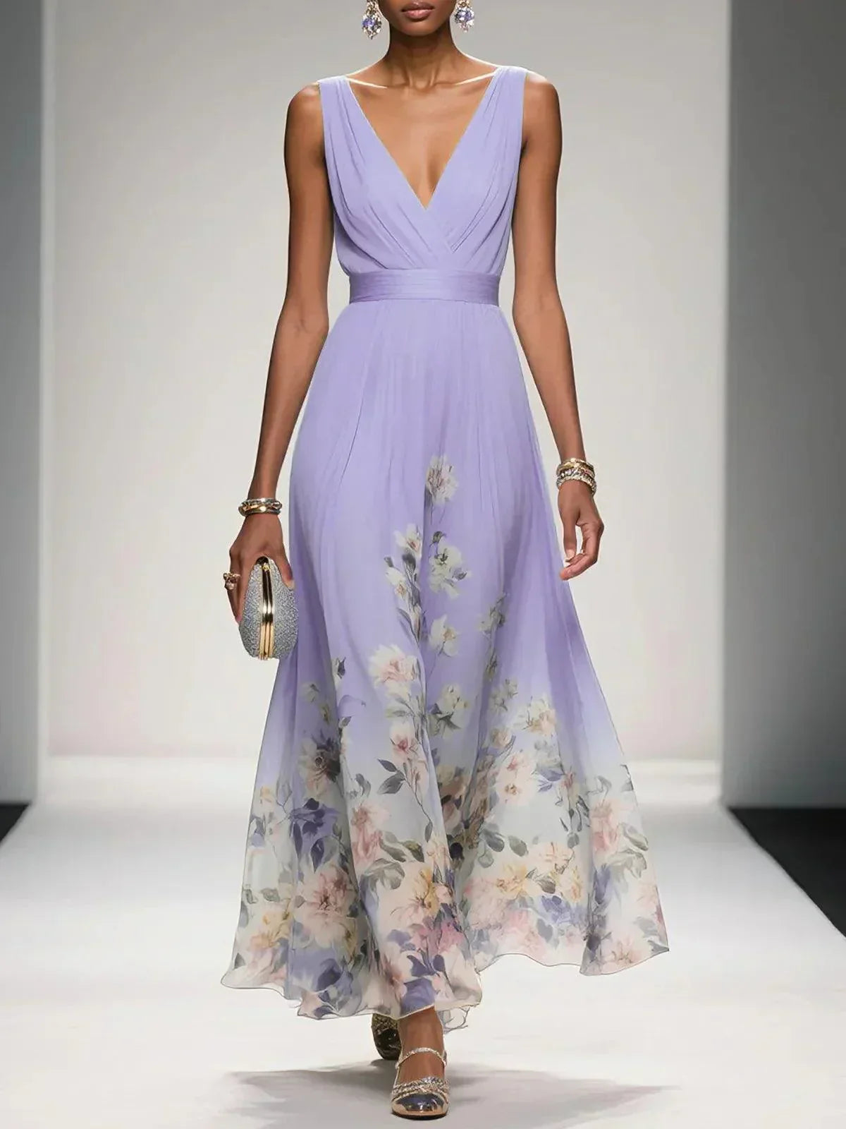 Carolin Floral Chiffon Summer Maxi Dress