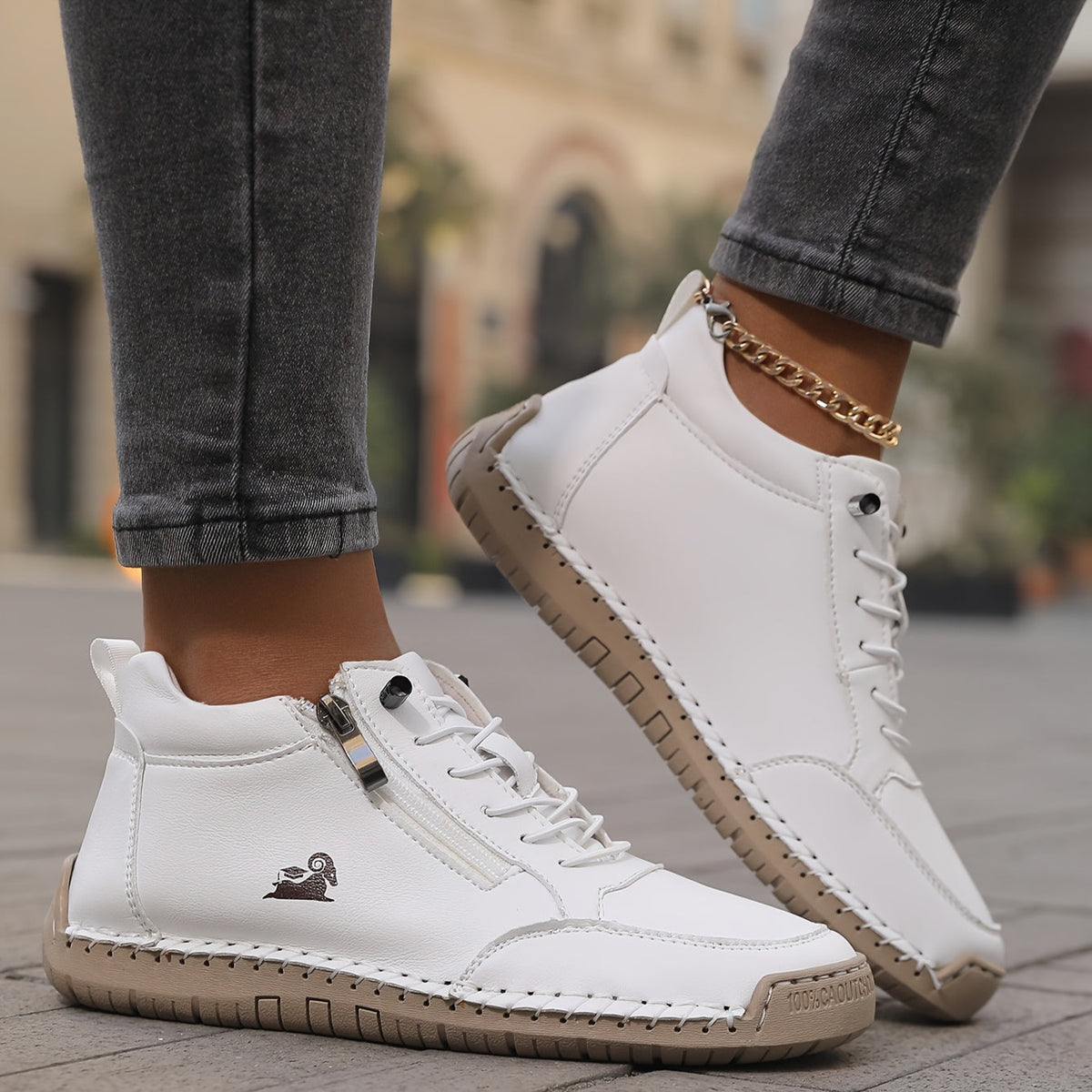 Bettina Comfort Lace-Up Sneakers with Side Zip