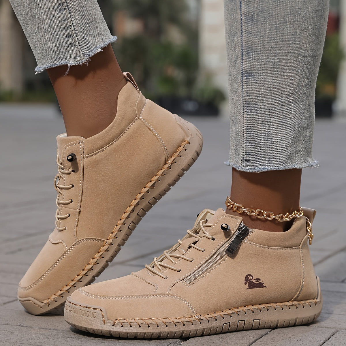 Bettina Comfort Lace-Up Sneakers with Side Zip