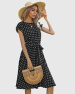 Veronika Pleated Short-Sleeve Midi Dress