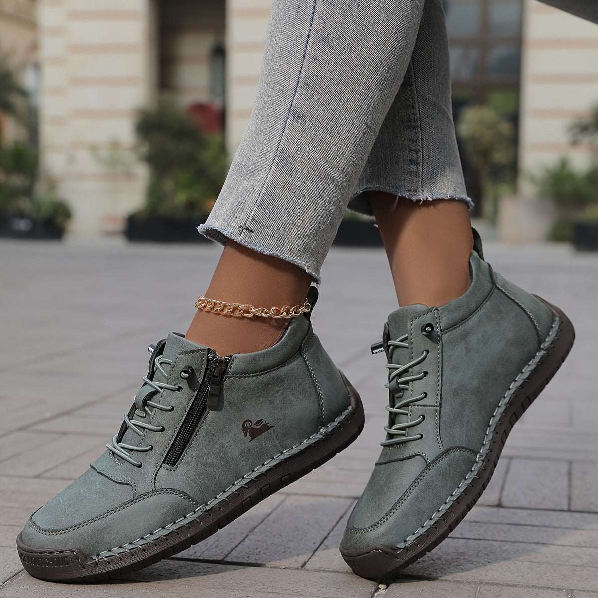 Bettina Comfort Lace-Up Sneakers with Side Zip