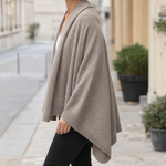 Aldbury Knit Cape in taupe, side view