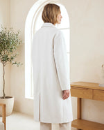 Astrid Wool-Look Coat for Women - Oversized Longline Notch Lapel - White