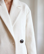 Astrid Wool-Look Coat for Women - Oversized Longline Notch Lapel - White