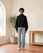 Camille Turtleneck Sweater for Women - Chunky Knit Oversized Pullover - Black | Auburn Row