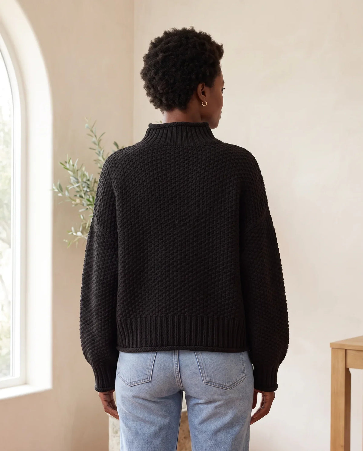 Camille Turtleneck Sweater for Women - Chunky Knit Oversized Pullover - Black | Auburn Row