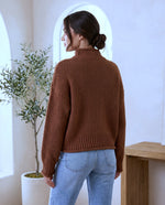 Camille Turtleneck Sweater for Women - Chunky Knit Oversized Pullover - Brown | Auburn Row