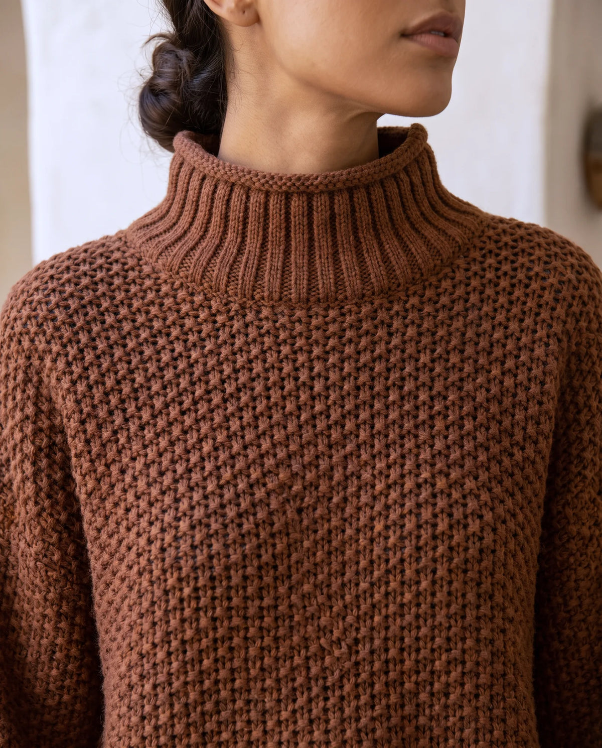 Camille Turtleneck Sweater for Women - Chunky Knit Oversized Pullover - Brown | Auburn Row