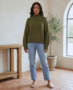 Camille Turtleneck Sweater for Women - Chunky Knit Oversized Pullover - Green | Auburn Row