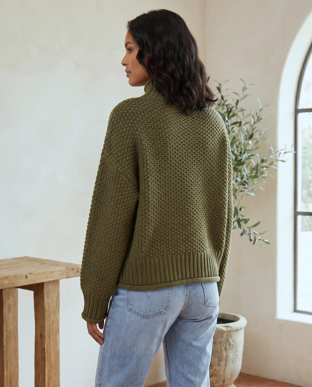 Camille Turtleneck Sweater for Women - Chunky Knit Oversized Pullover - Green | Auburn Row