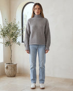 Camille Turtleneck Sweater for Women - Chunky Knit Oversized Pullover - Grey | Auburn Row