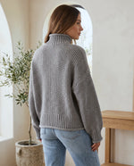 Camille Turtleneck Sweater for Women - Chunky Knit Oversized Pullover - Grey | Auburn Row