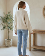 Camille Turtleneck Sweater for Women - Chunky Knit Oversized Pullover - White | Auburn Row