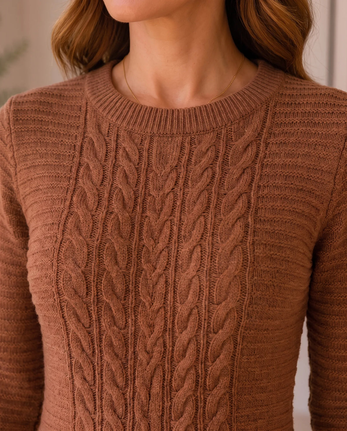 Colette Sweater Dress for Women - Cable Knit Maxi Long Sleeve - Brown | Auburn Row